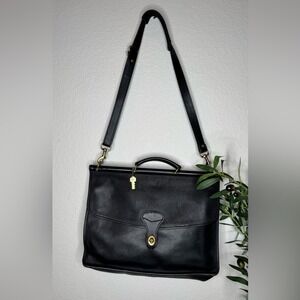 Jack‎ Georges Black Genuine Leather Briefcase Shoulder Bag Business Work Vintage